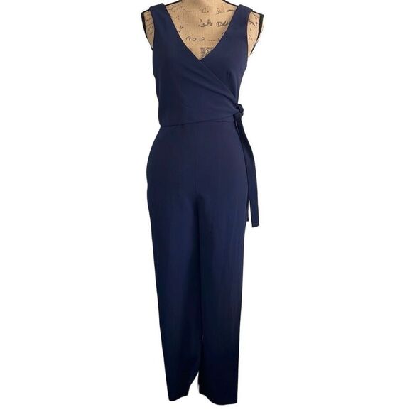 EUC Club Monaco Navy Wrap Tank Jumpsuit - Size 0 (ankle or petite) - Picture 4 of 13